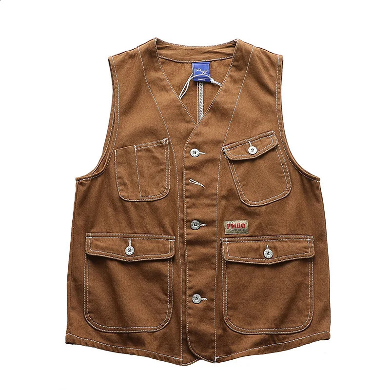 Japanese Streetwear Amikaji Retro Boyfriend Vest Mens Trend Fashion Casual Sleeveless Jacket Cargo Vest Women Waistcoat 250206