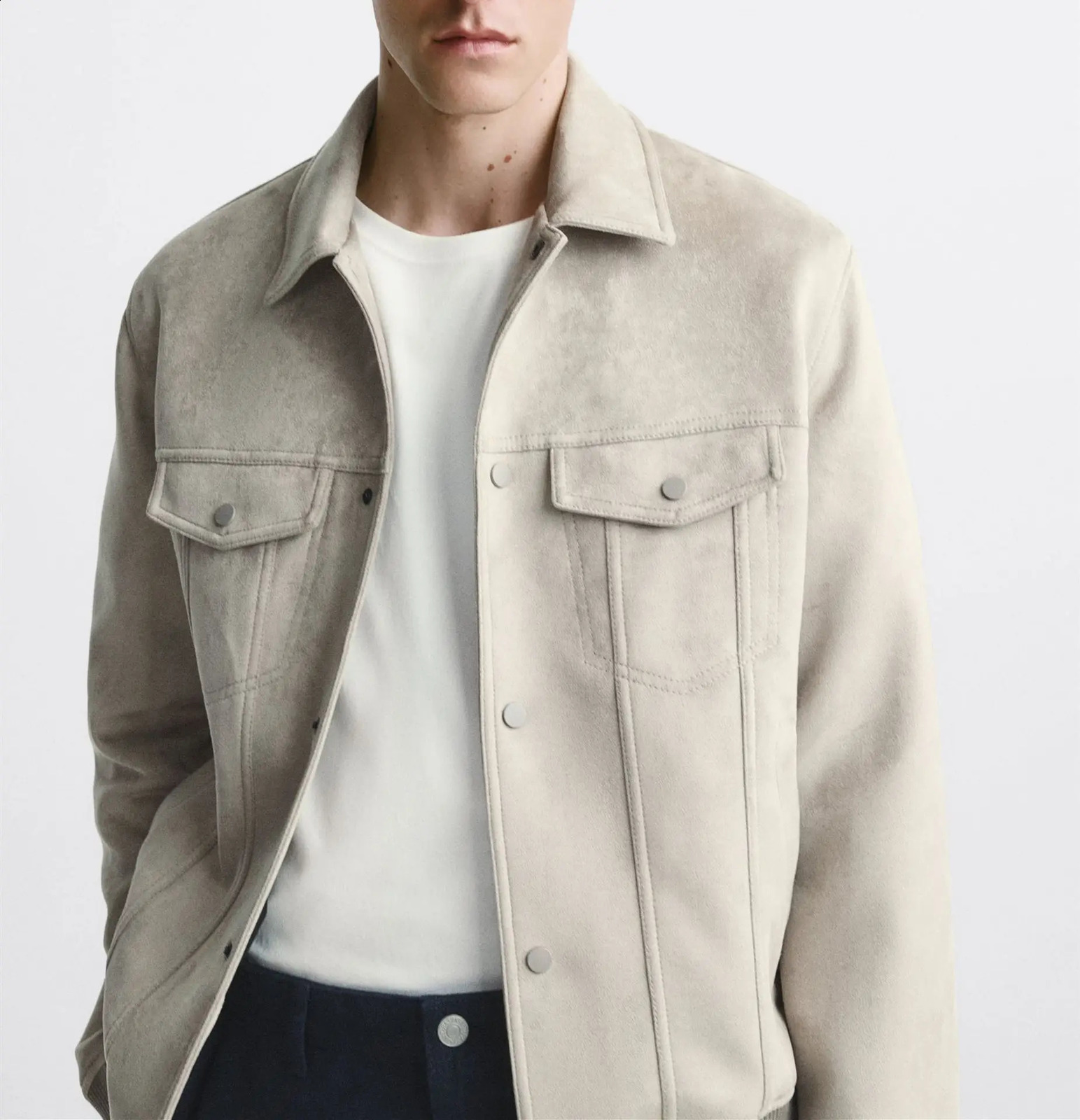 Spring and Autumn Vintage Suede Lapel Tooling Jacket Mens Jacket 250206