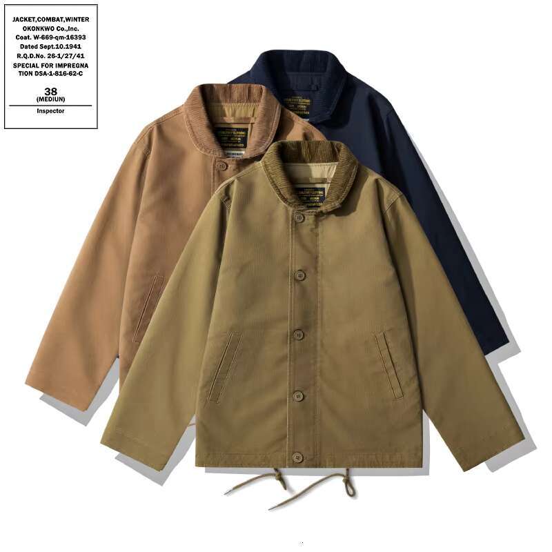 Navy N 1 Deck Jacket, Thin Stand Up Collar Coat, Outdoor Trekking Training, Fiess Sports, Camping Blazer, Workwear