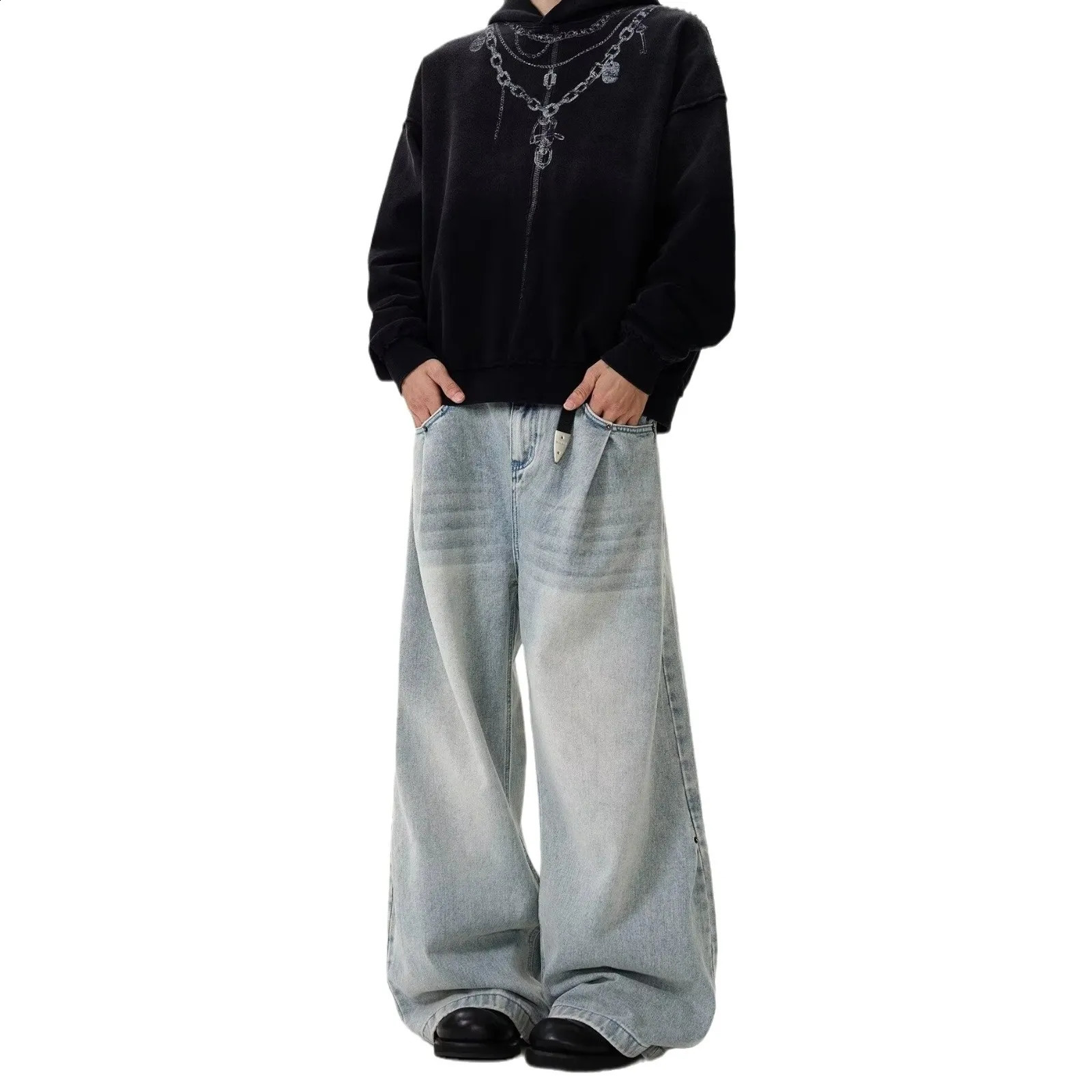 Mens Y2K Jeans Vintage Baggy Jean Pants Grunge Aesthetic Skater Pants Streetwear Relaxed Fit Jeans Trousers 250206
