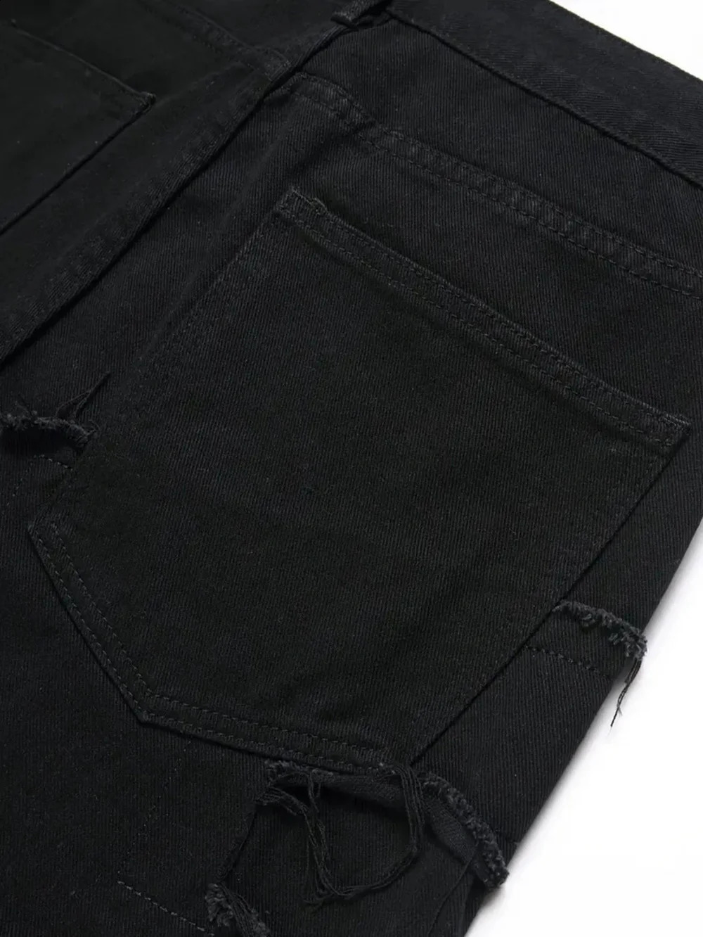 Men Biker Jeans Stylish Stacked Spliced Distressed Loose HipHop Male Motorcycle Straight Casual Denim Pants For Men Trousers 250113