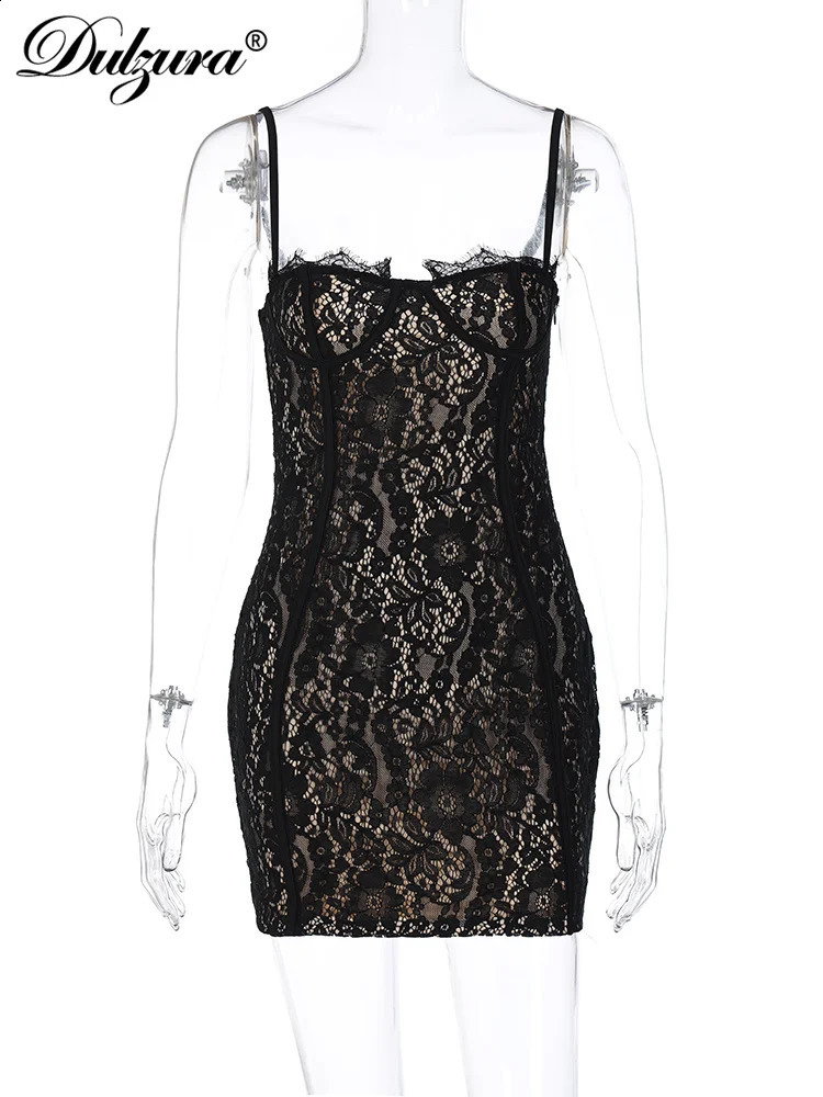 Dulzura Summer Women Lace Strap Mini Dress Bodycon Sexy Streetwear Party Club Outfits Drop Clothes Y2K Outfits 250206