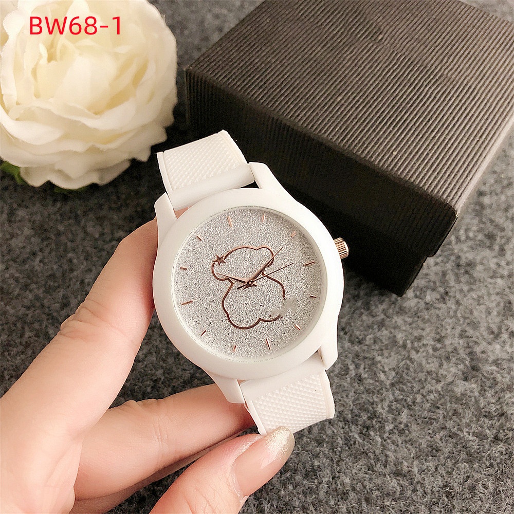 Hot Sale Women Men Silver Gold Stainless Steel Bear Electronic Watch Silicone White Pink Black Green Bracelets Pulsera Span Jewelry A Gift