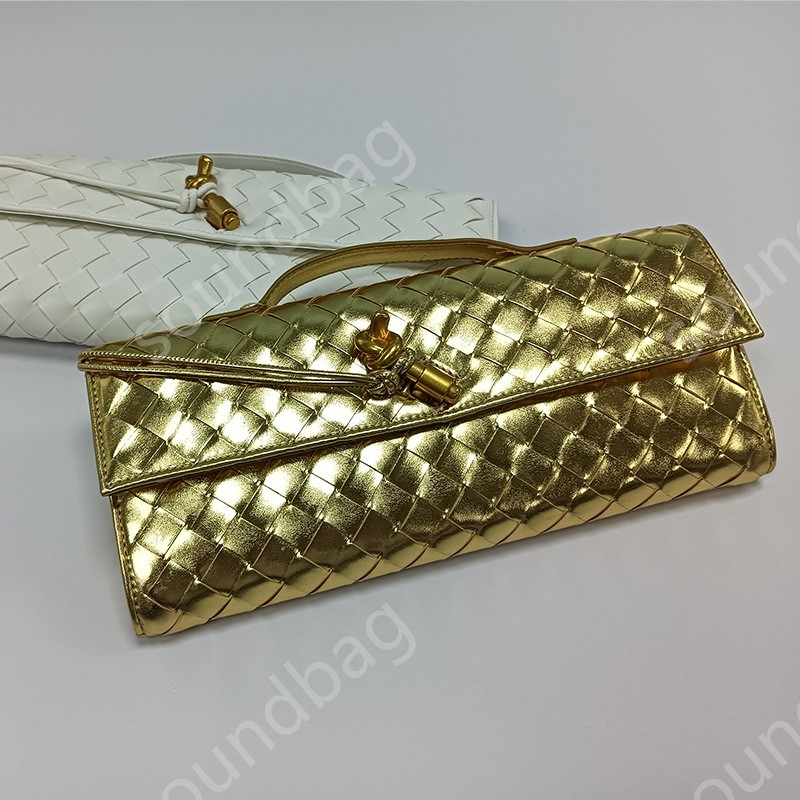 PU Evening Woven Clutch: Handcrafted, Metal Clasp Front Flap Lock ,Chic Grid with Golden Hardware - Elegant Small Square Shoulder & Crossbody Women Le
