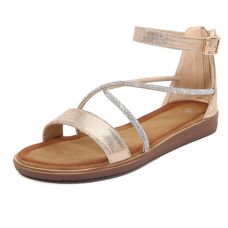 Women Sandals Flat hot Bottom Fashion Plus Size Simple Style Triple Black Brown Gold Sier Free shipping