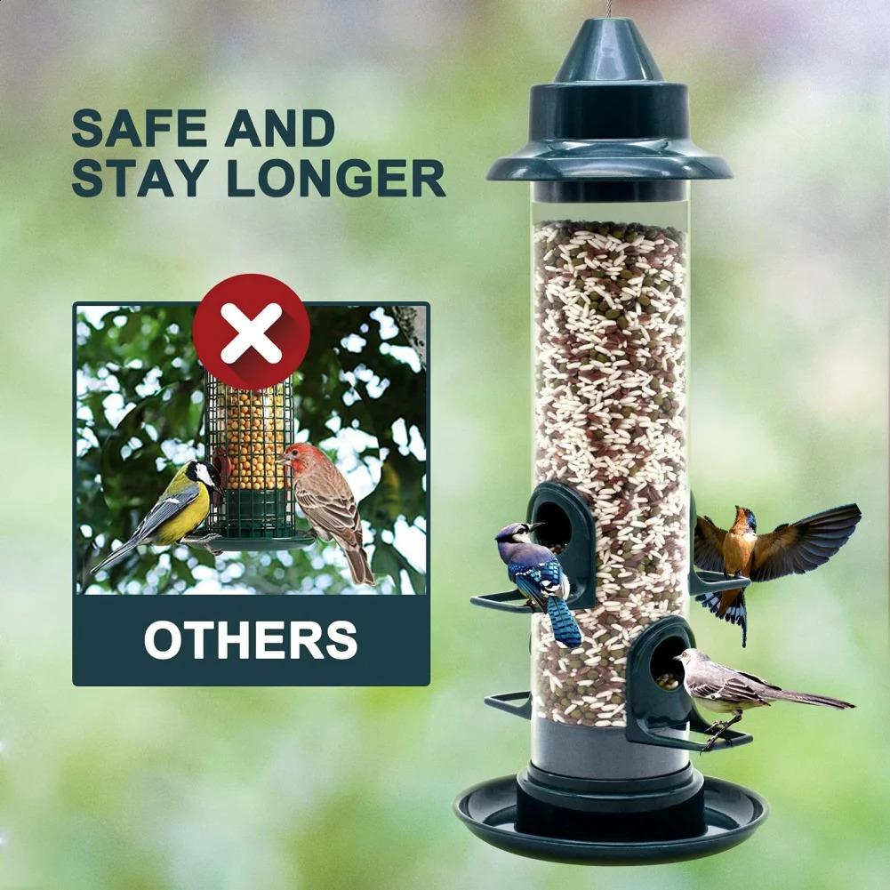 Hanging Wild Bird Feeder Outdoor Pet Food Dispenser Multiple Holes Bird Feeder Automatic Foot Feeding Tool for Flying Animals 250121
