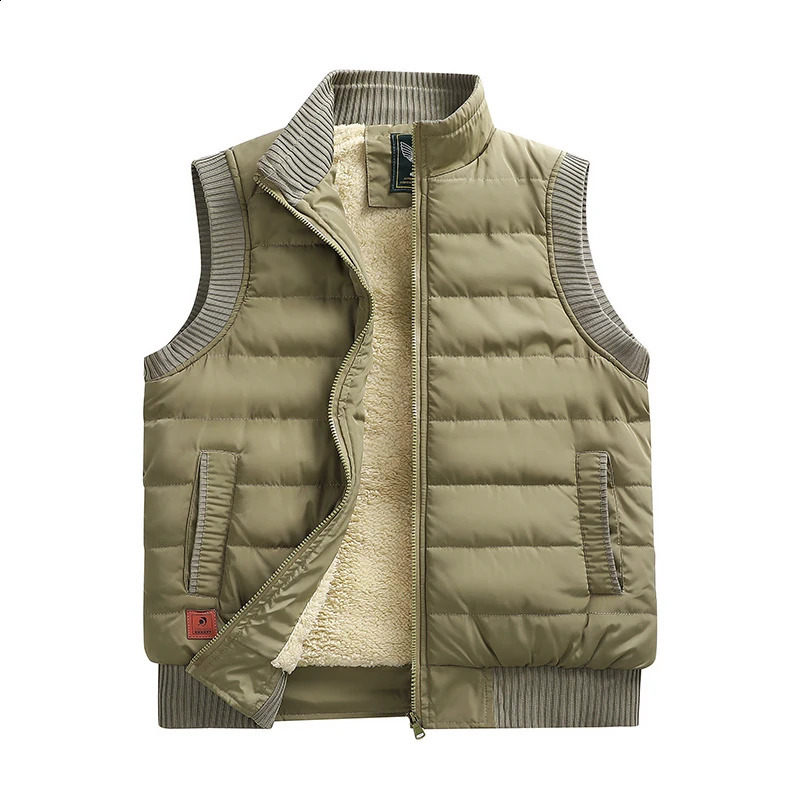 Winter Mens Vest Fleece Lightweight Padded Thickening Vests Sleeveless Jackets Warm Coat Waistcoat Plus Size 6xl Outdoor 250206