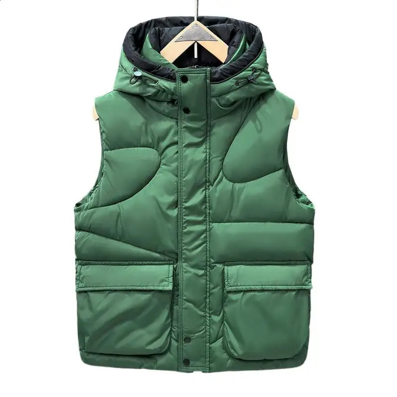 Mens Vest Autumn Warm Sleeveless Jackets Male Winter Casual Waistcoat Vest Plus Size Zipper Pocket Coat Homme Clothing 250206