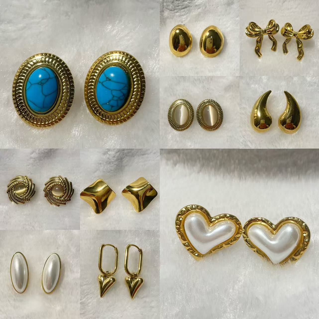 luxury designer earrings pearl crystal studs stainless steel women's rhinestone opal earring wedding party jewelry