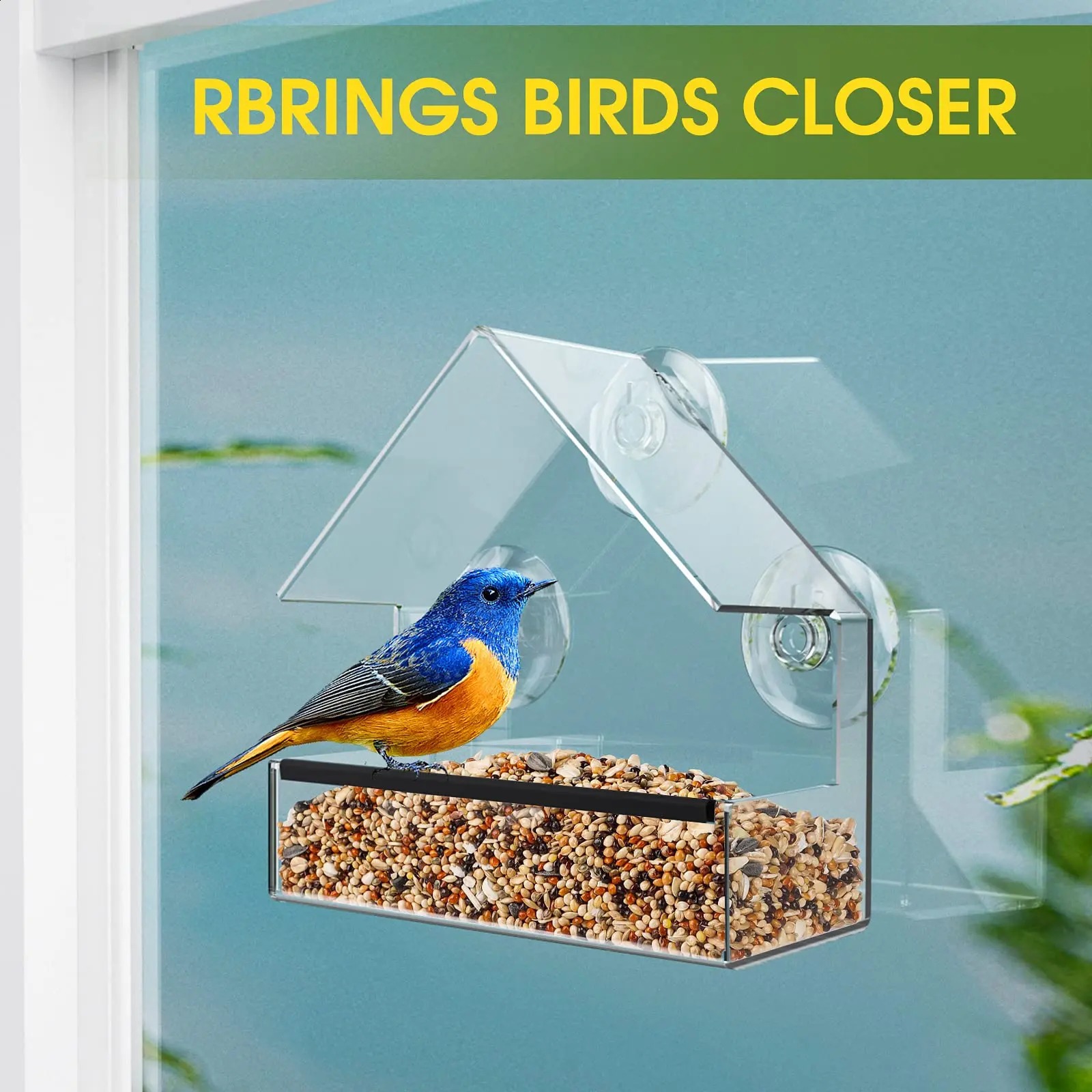 2 Pack Samll Window Bird Feeder Clear Window Bird Feeders with Strong Suction Cups Bird House for Outside Wild Birds 250121