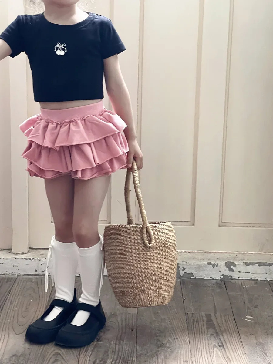 Girl Skirt Princess Girls Summer Korean Style Ballet Style Cake Short Children A-line Skirt Baby Girl Fashion Solid Half Skirt 250206