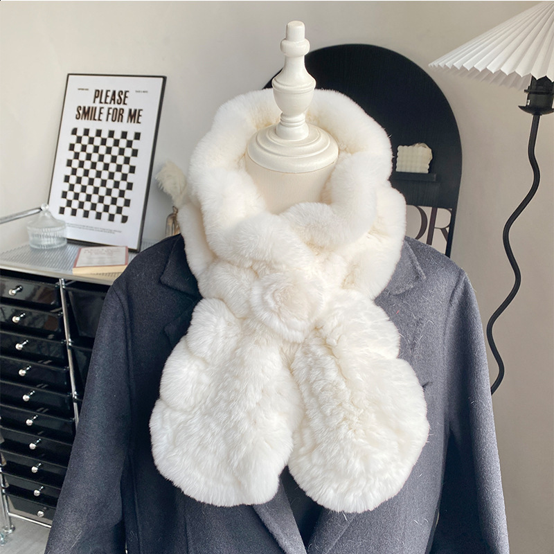 Korean version of otter rabbit fur scarf womens autumn and winter thick and versatile warm plush fur scarf double-sided woven fur collar241018