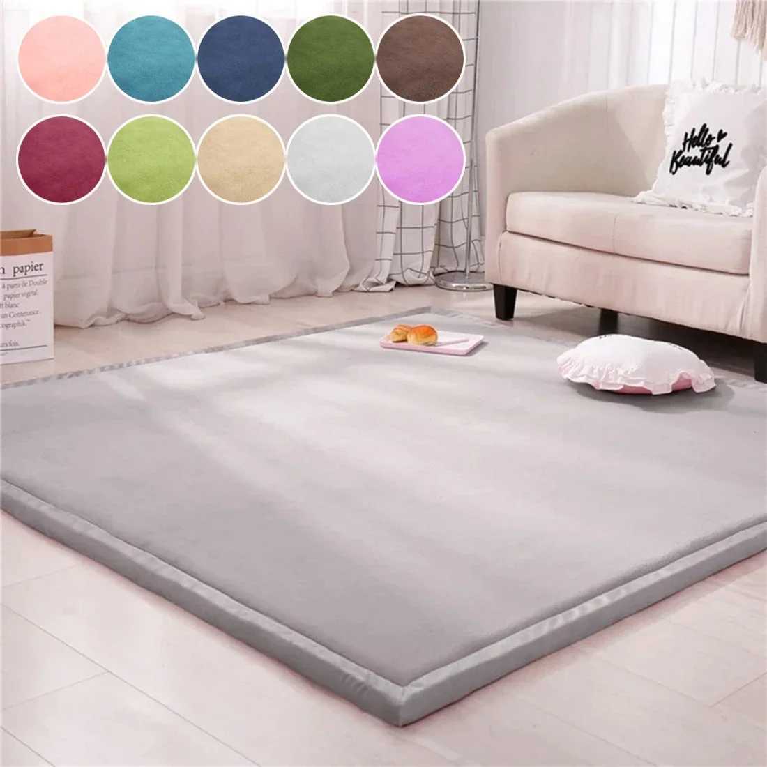 1PC Tatami Coral Velvet Carpet Living Room Bedroom Window Bed Rugs Baby Play Mat Children Room Carpet 2/3cm Thick Customized Z250206