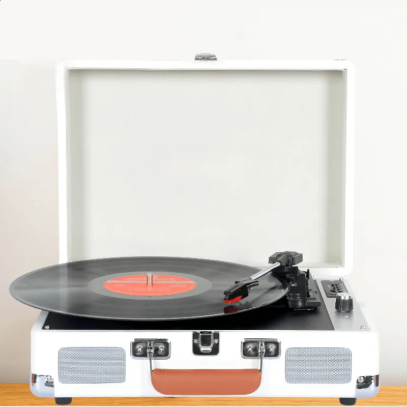 Retro portable handheld vinyl recording player turntable three speed adjustable Bluetooth 5.0 cube audio output tocadiscos 250113