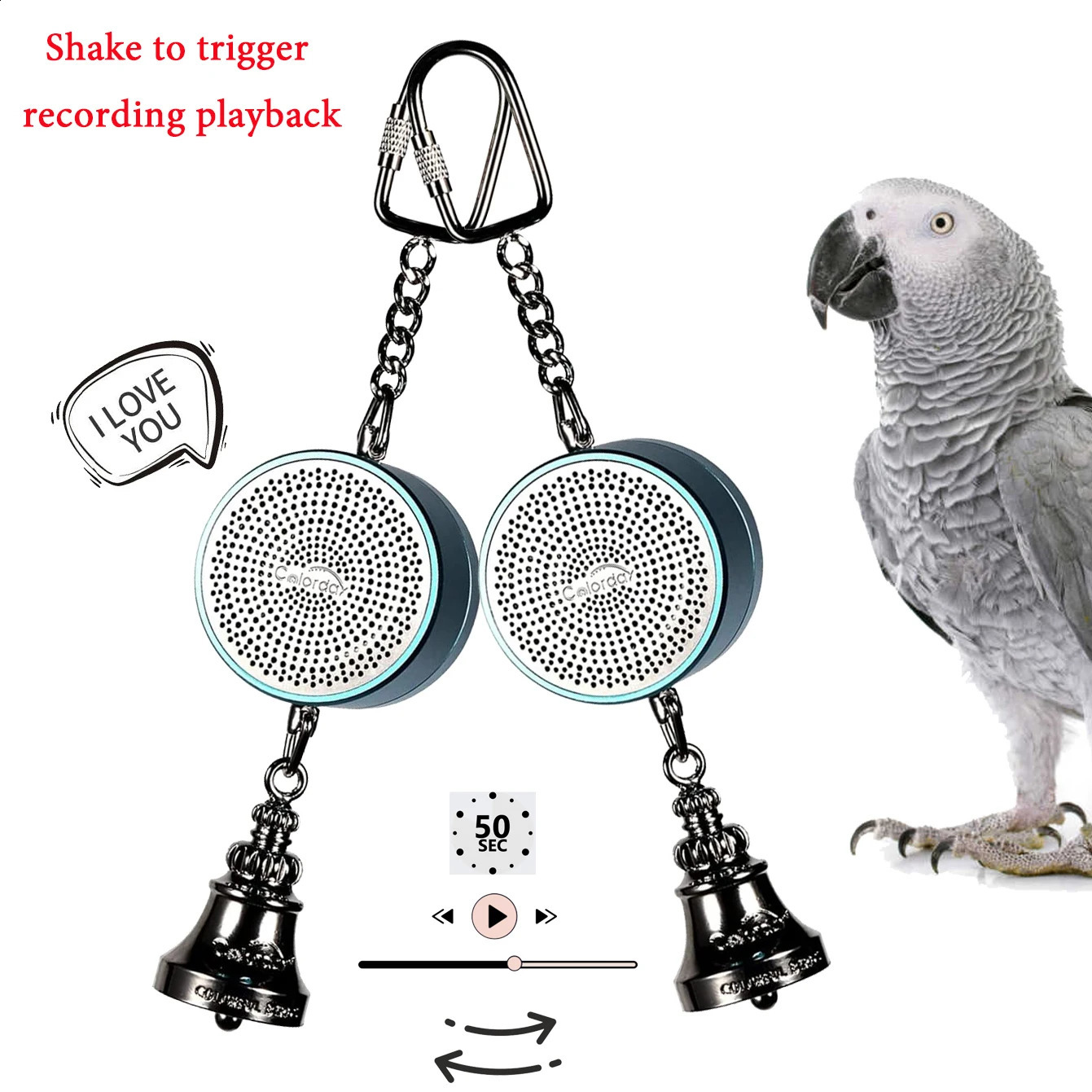 Parrot Toys to Teaching Training Bird Talking Interactive Recording Playback Retell Electronic Voice Chewing Tearing Bell 250206ww