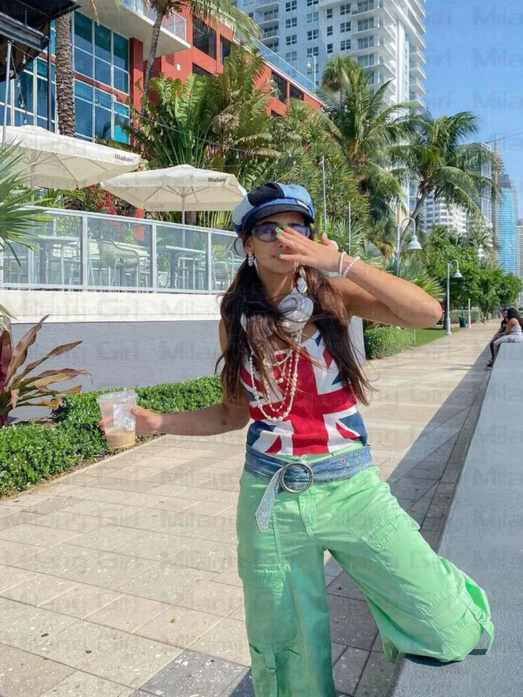 Y2K England Flag graphic print Tank Tops female fairycore vintage crop top E-girl Aesthetic womens T-shirt emo Summer clothes 250206