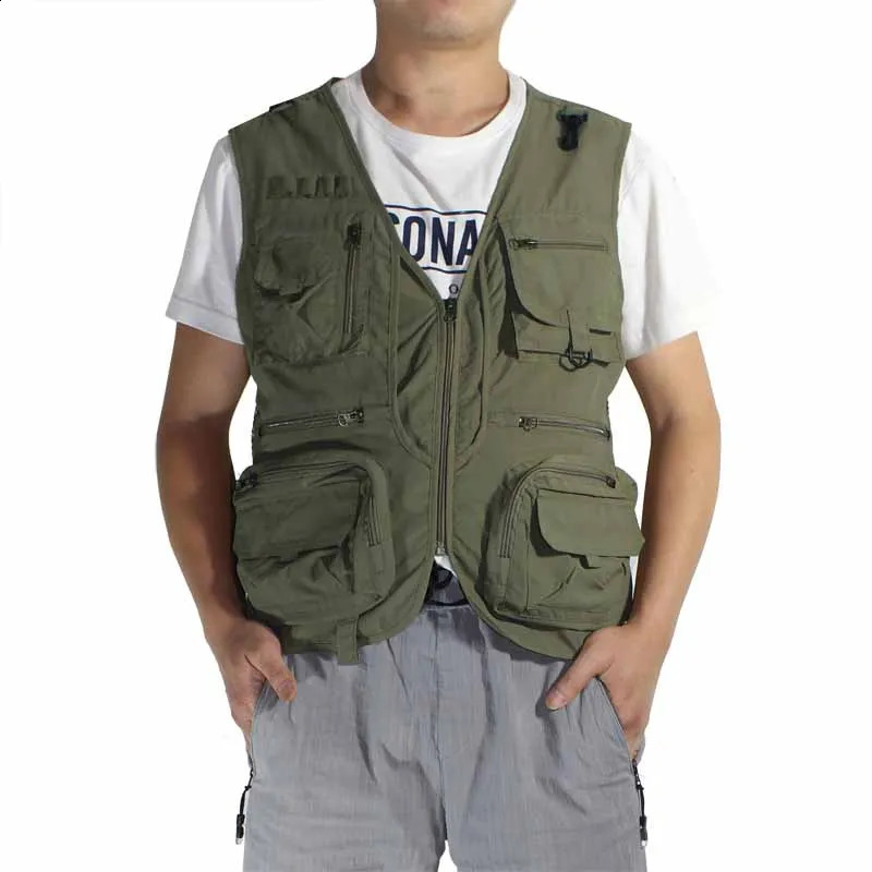 Multi pocket vest mens vest outdoor sports fishing journalist pography casual mens volunteer vest 250206