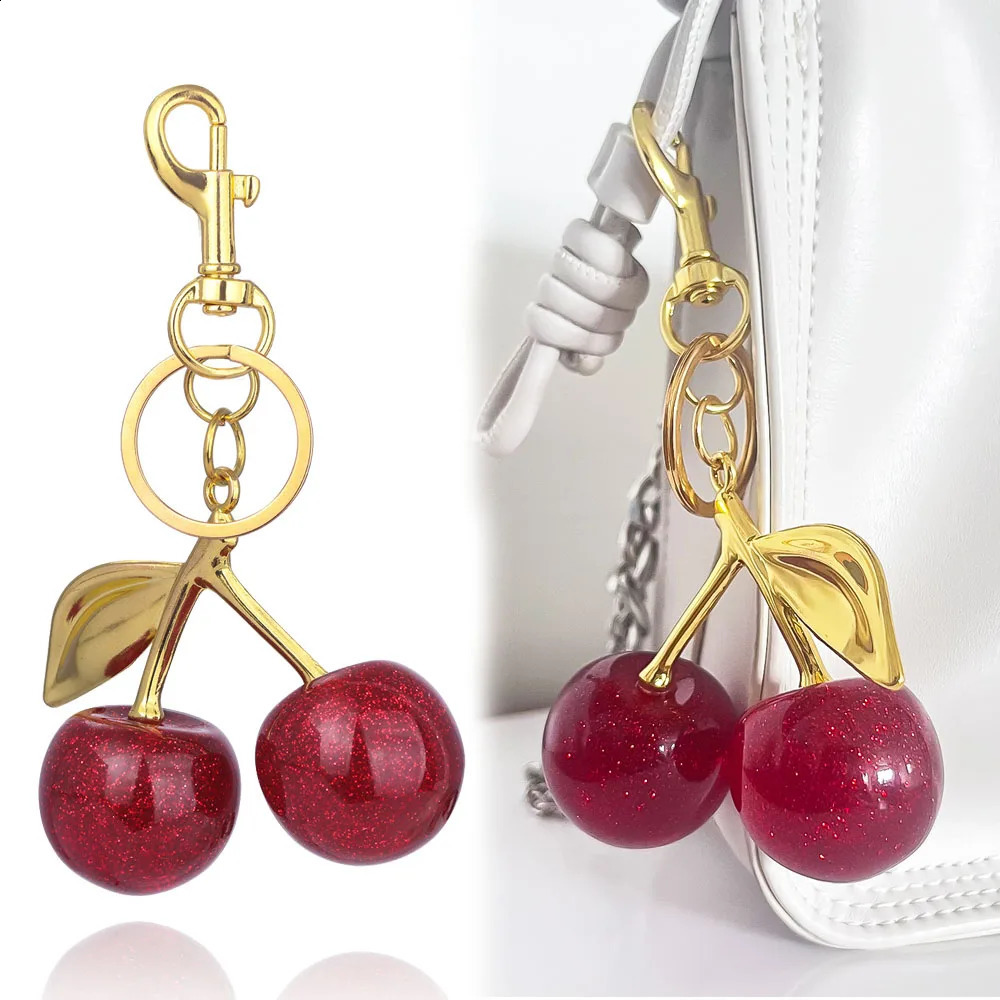 Cherry Pendant Keychains for Women Bag Pendant Couple Car Key Chains Jewelry Gift Decoration Accessories 250107