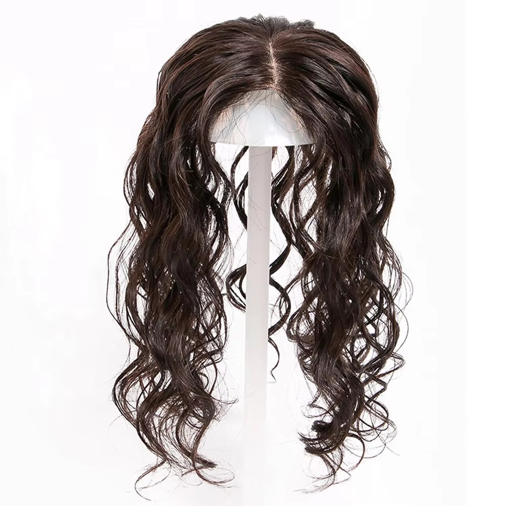 Natural curly Clip in Silk Top Base Topper For Women 15x16 CM Long European Wavy Virgin Human Hair Topper Hair Piece for Thinning Hair