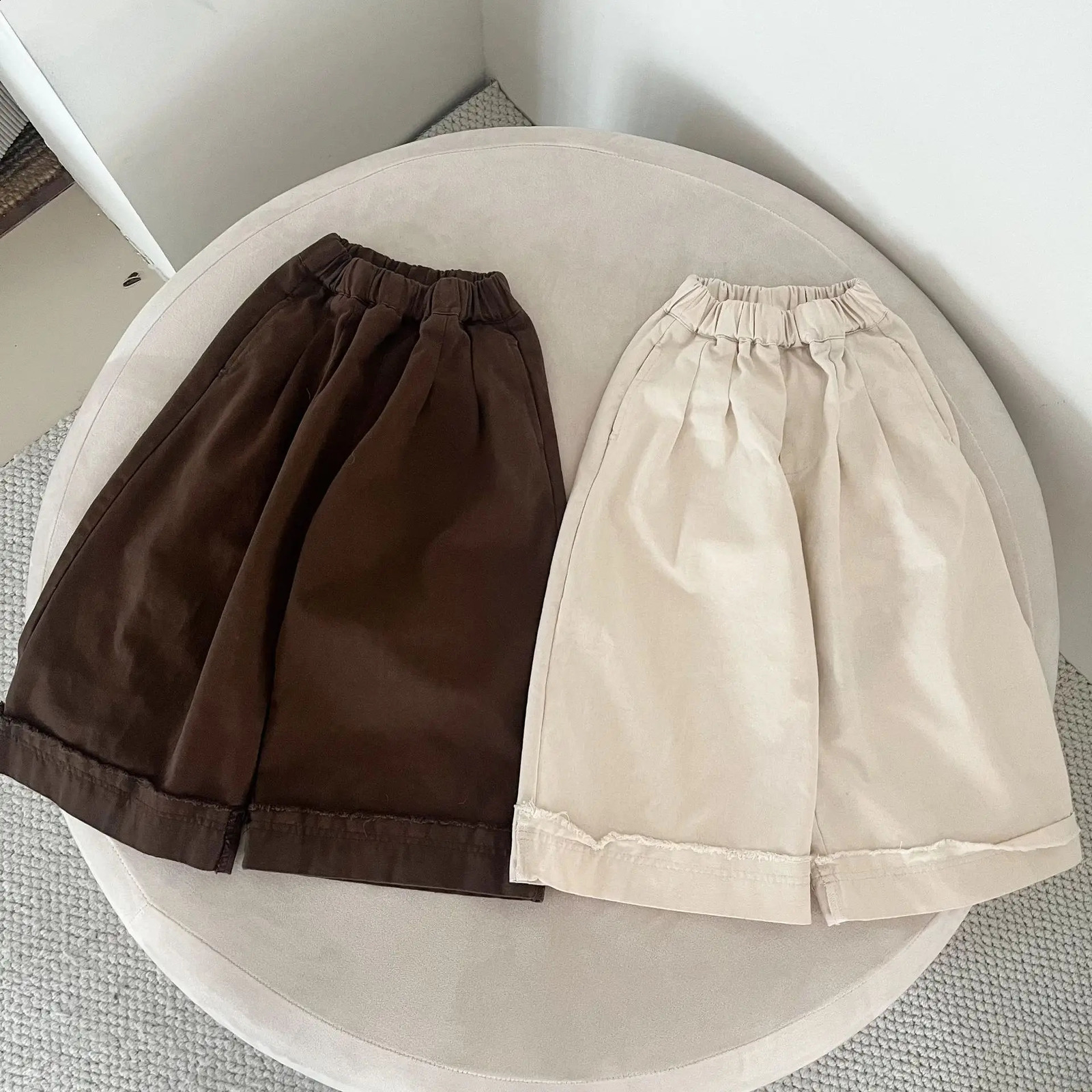 Spring Childrens Trousers Girls Wide-leg Pants Solid Color Loose Boys Casual Pants 1-10Year Kids Clothes 250206