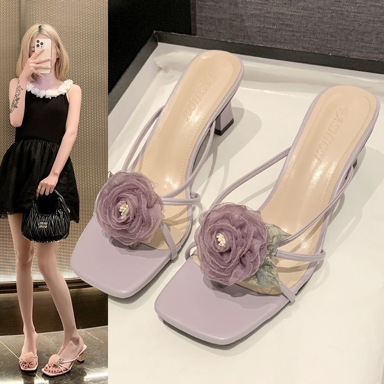 women slippers womens flower purple pink Scuffs sandals slides indoor outdoor casual shoes trainers sneakers 35-43