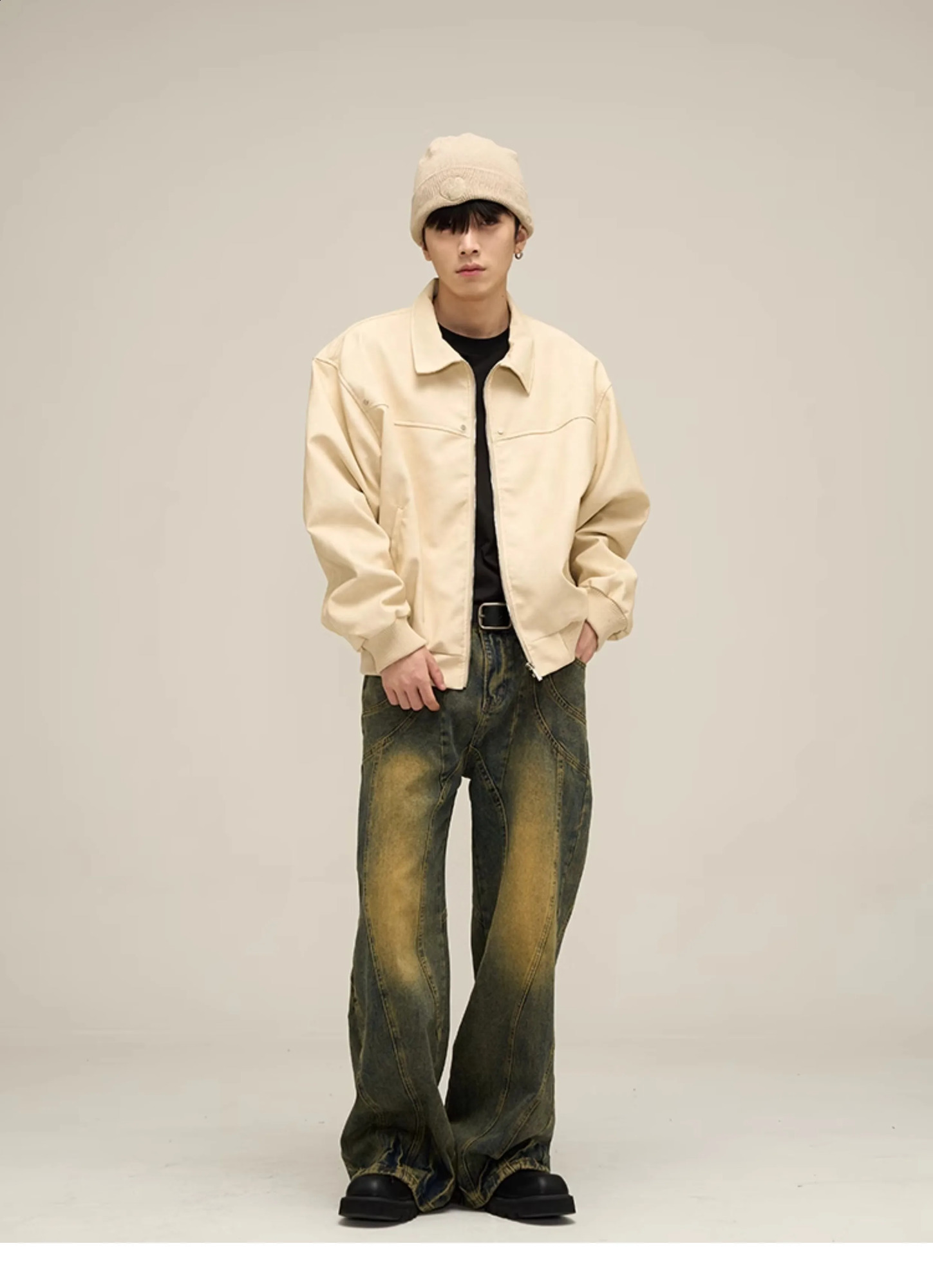 Retro American Jackets Man Street Casual Suede Bomber Coats Autumn Zipper Handsome Outwear Hip Hop Cropped Lapel Jacket y2k 250206