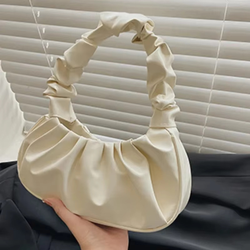Fashion Pleated Handlebags For Women PU Cloud Leisure Armpit Bag Shopping Shoulder Dumpg Handbag Female Hand Bags PU Gender Neutral
