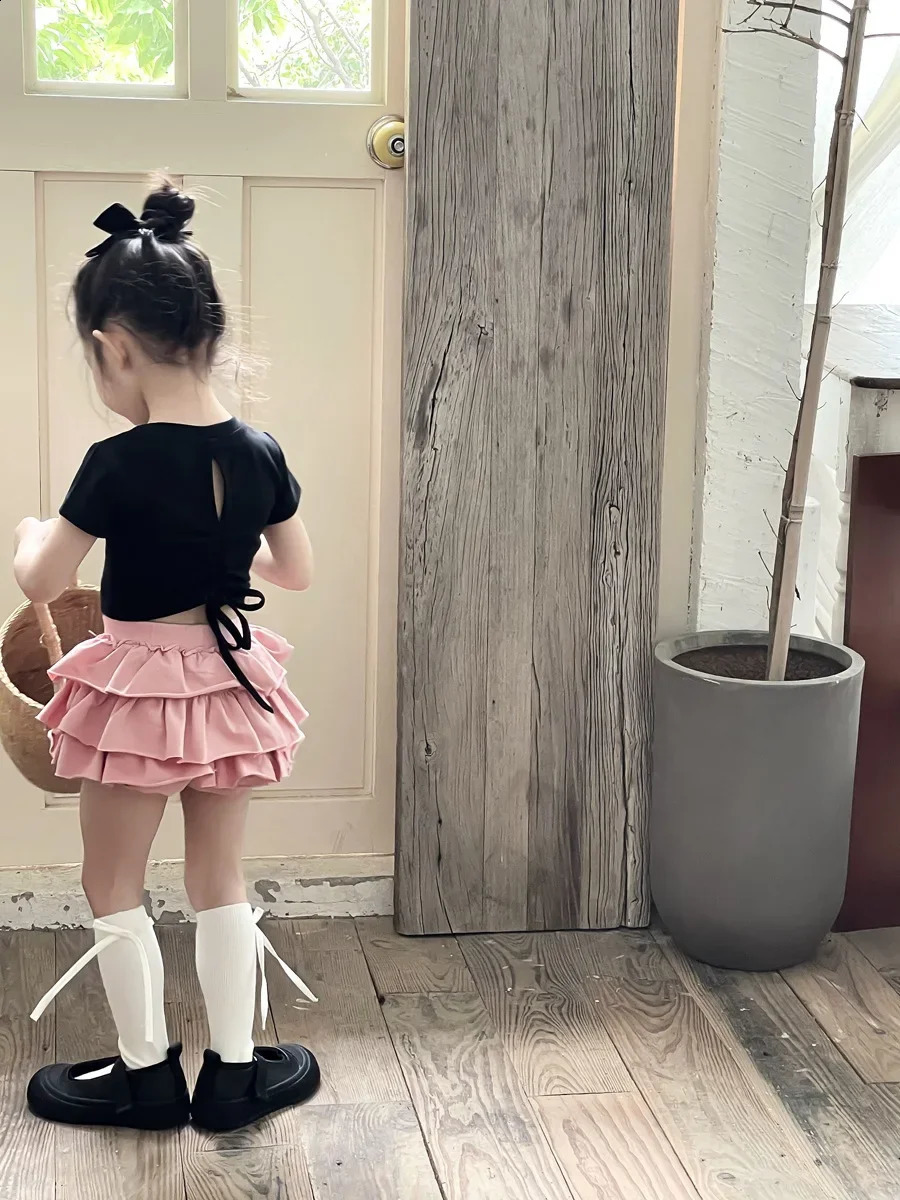 Girl Skirt Princess Girls Summer Korean Style Ballet Style Cake Short Children A-line Skirt Baby Girl Fashion Solid Half Skirt 250206