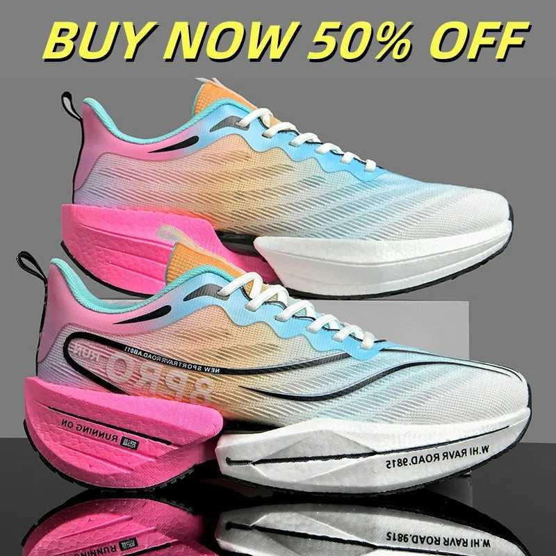 Running Sports Shoes Men Casual Marathon Carbon Plate Air Cushion Ultralight Womens Comfortable Athletic Nonskid Tenis SneakersC250206