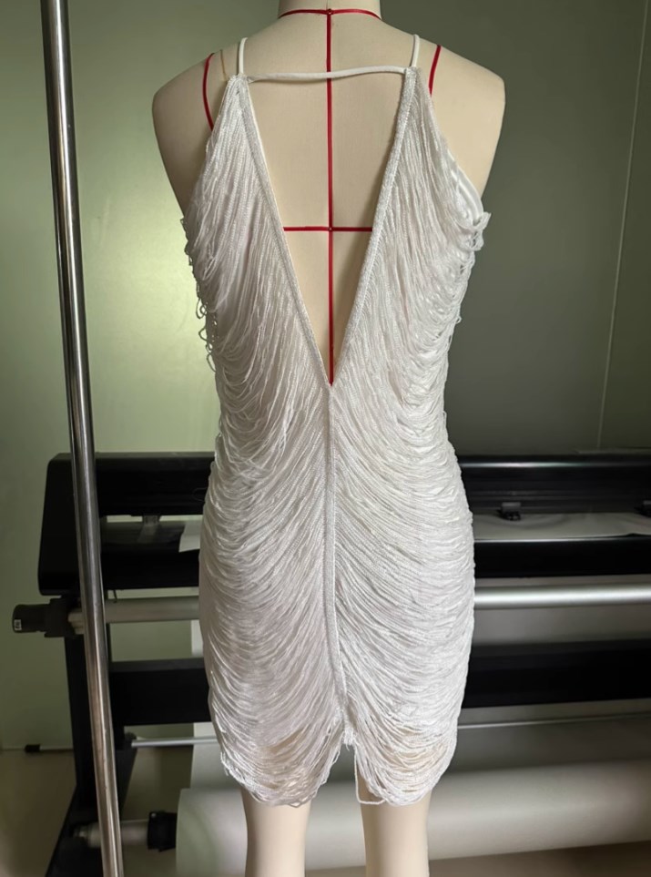 Casual Dresses Summer Elegant Temperament Women Prom Gown Fashion Solid Tassels Suspender Sexy Hollow Out Sleeveless Party Mini