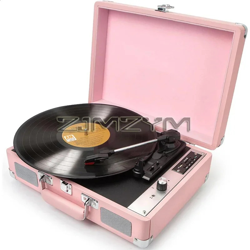 Retro portable handheld vinyl recording player turntable three speed adjustable Bluetooth 5.0 cube audio output tocadiscos 250113