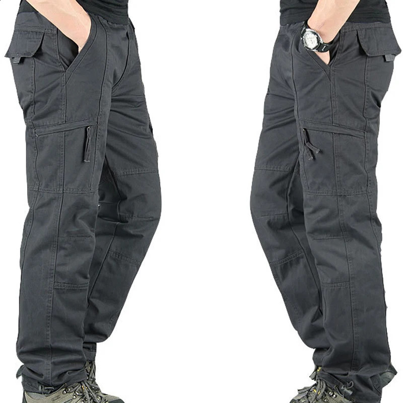 Mens Cargo Pants Winter Casual Warm Thicken Fleece Pants Men Cotton Multi Pockets Trousers Male Outdoor Sports Pants MY327 250206