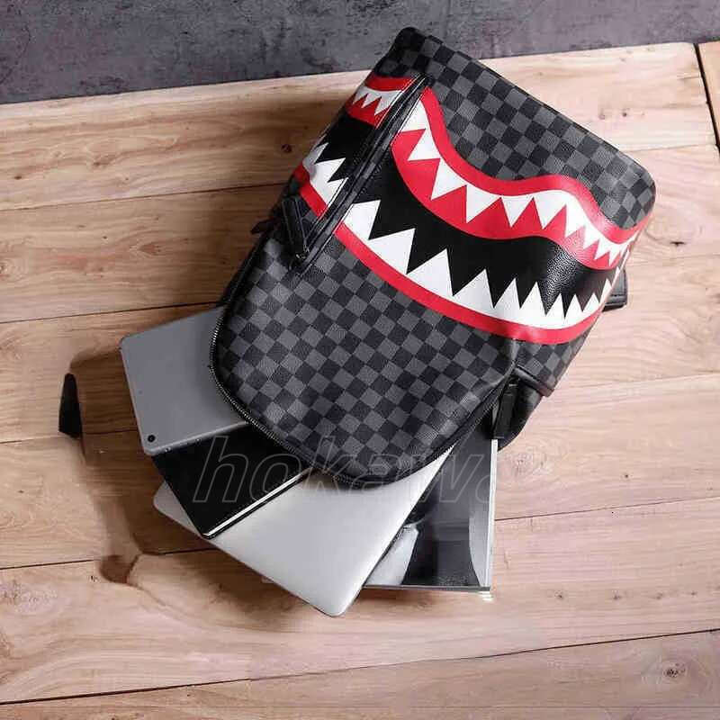 Designer Bag Luxury Newly Arrived Style Backpacks Mens Travel Lattice Backpack Student Schoolbag Large Capacity Shark Street Man Bookbag Denim Bag