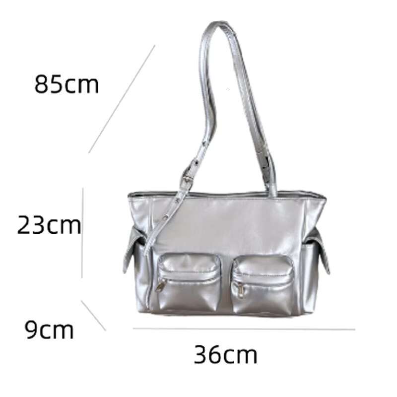 New Multi Pocket Motorcycle Fashion Women's Versatile Sier Crossbody Shoulder Bag