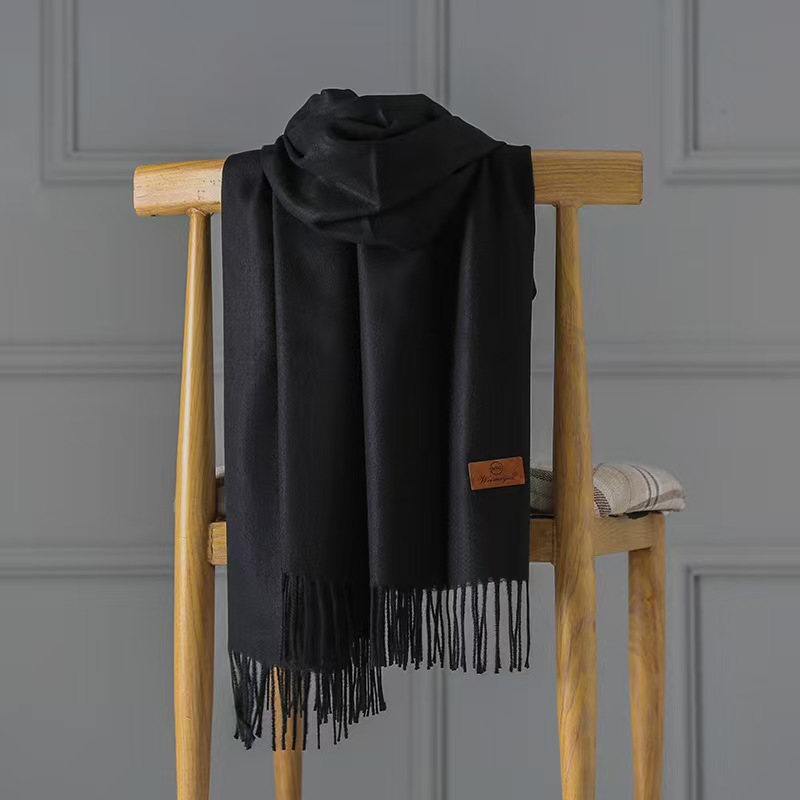 T133 cashmere scarf women's solid color long shawl dual-purpose winter all-match
