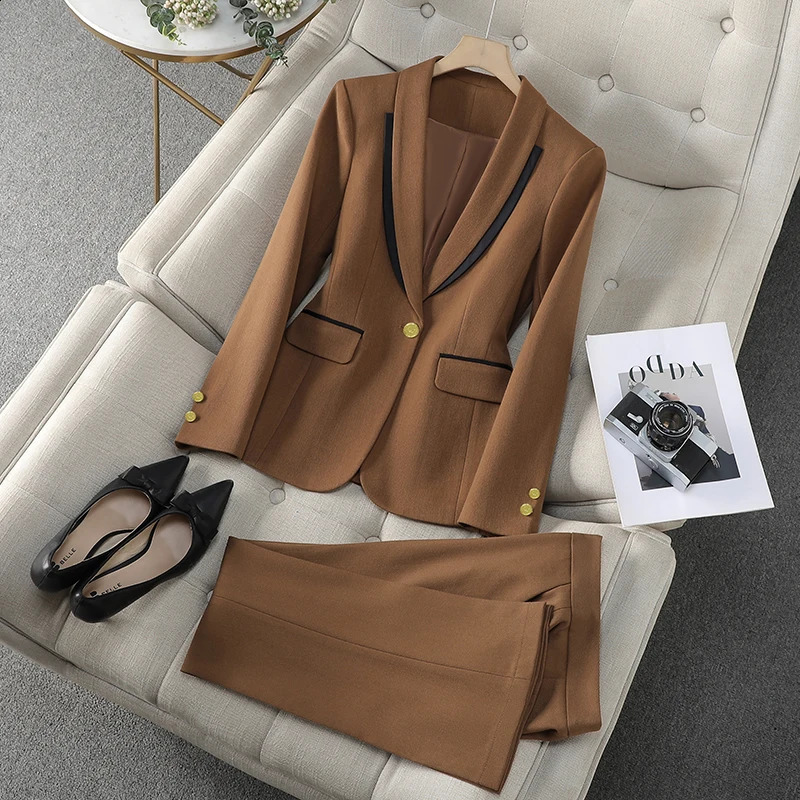 NAVIU Style Autumn Winter Green Office Work Wear Clothes For Women Blazer Set Trouser Business Elegant Pants Suits Outfit 250206