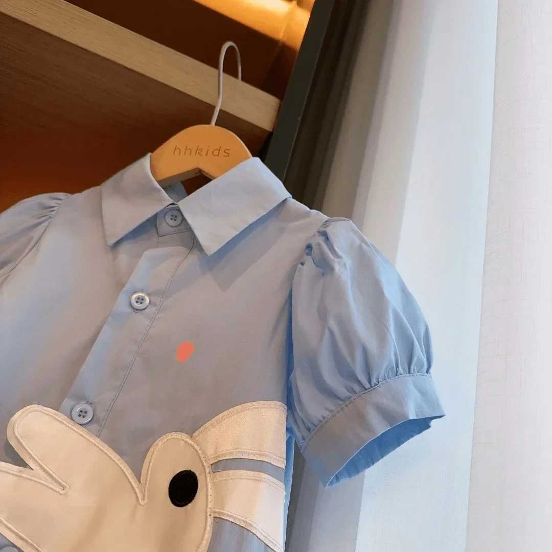 Baby Girls Dresses Kids Short Sled Cartoon Dress Toddler Blue Ce 2024 1 To 8 Yrs Childrens Korean Style Clothing Y250206