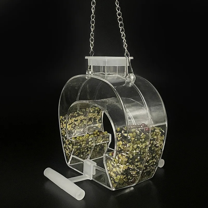 Acrylic Hanging Bird Feeder with Perch Clear with Hanging Chain Birdhouse Food Bowl Bird Feeding for Garden Outdoor Yard Balcony 250121