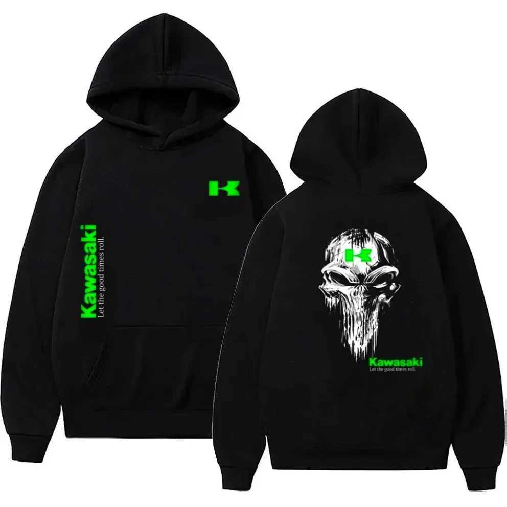 Leisure Kawasaki Racing Team Devil Claw Mens Hoodie Oversized Top Loose Unisex Womens Track and Field Shirt Pullover T-shirt Y250206