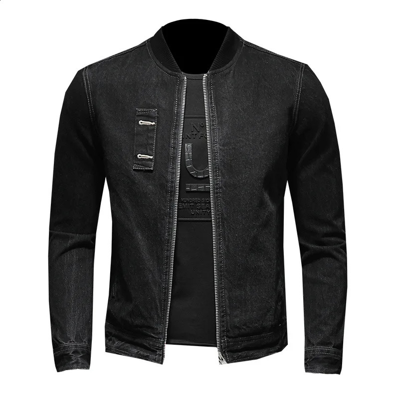 Spring Autumn Jeans Jacket Men Fashion Patch Vintage Washed Blue Baseball Jacket Large Size M-5XL Denim Coat 250206