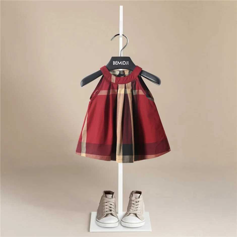 New Casual Baby Girls Summer Dresses Kids Sleless Cute Striped English Style Fashion O-neck A-line Princess Dresses for Girls Y250206