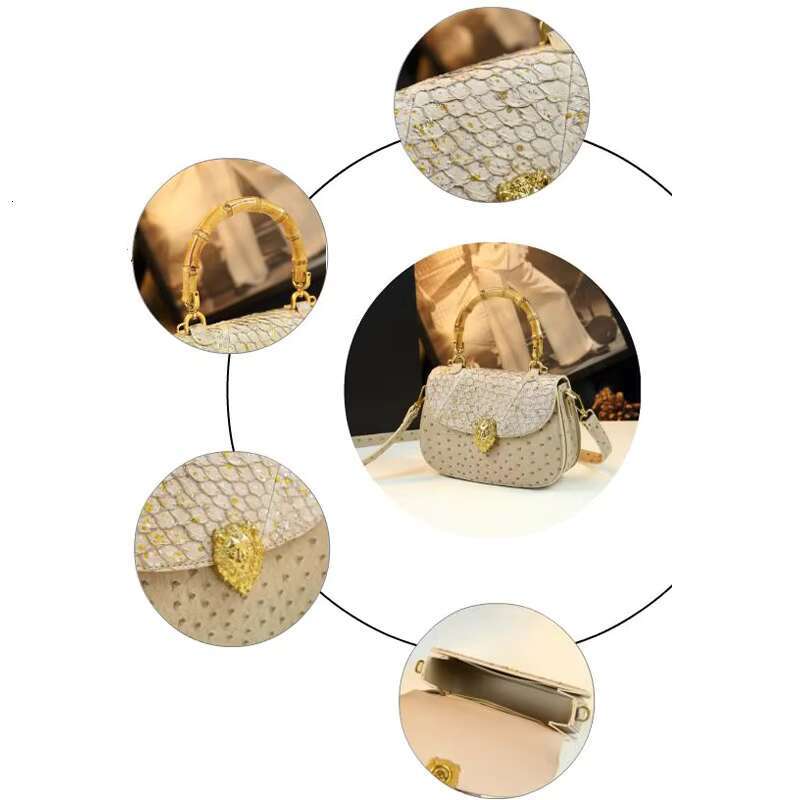 Ostrich Pattern Genuine Leather Handbag For Women High Quality Ladies Shoulder Brand Design Females Crossbody Bag