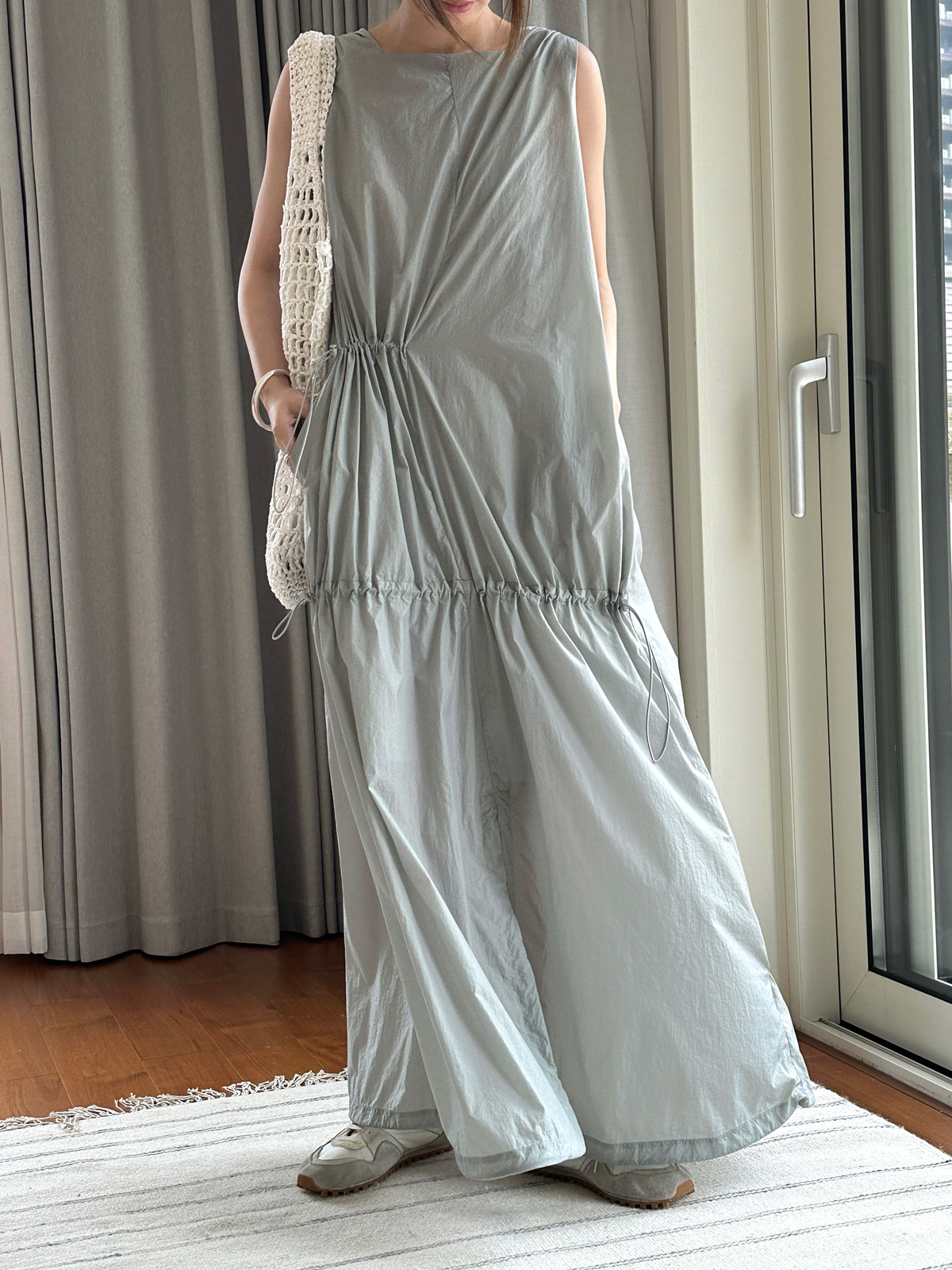 L165 summer new Korean lazy air pleated dress light breathable fluffy silhouette long skirt female