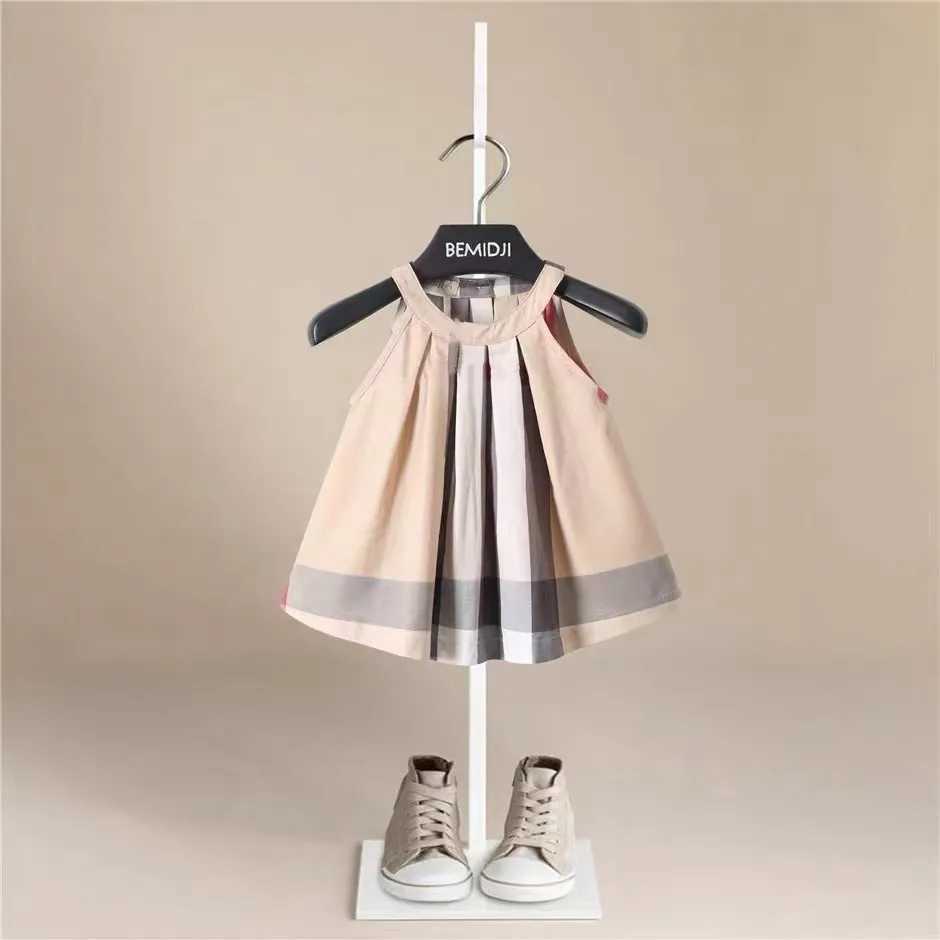 New Casual Baby Girls Summer Dresses Kids Sleless Cute Striped English Style Fashion O-neck A-line Princess Dresses for Girls Y250206