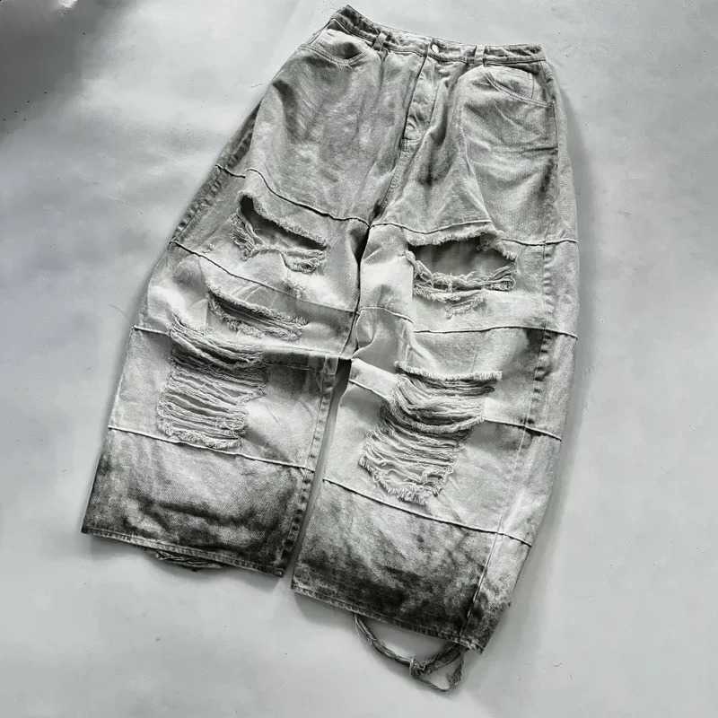 Y2K Baggy Jeans vintage American washed ripped high quality jeans streetwear Goth men women Hip Hop punk Casual wide leg Jeans 250206