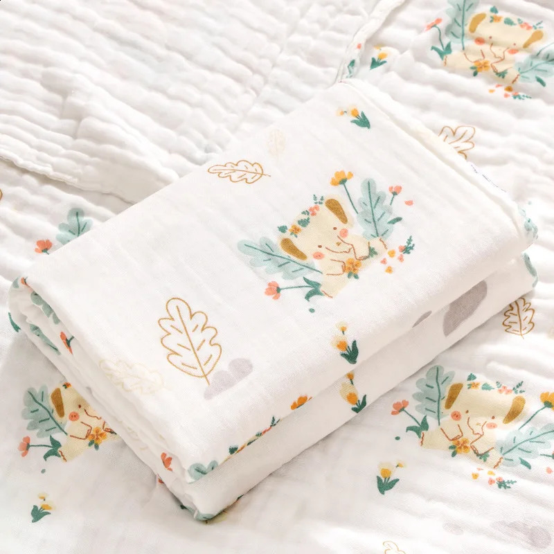 110x110CM Baby Bath Towels Blanket Throw for born 6 Layers Cotton Gauze Infant Swaddle Kids Bathing Towel 250117