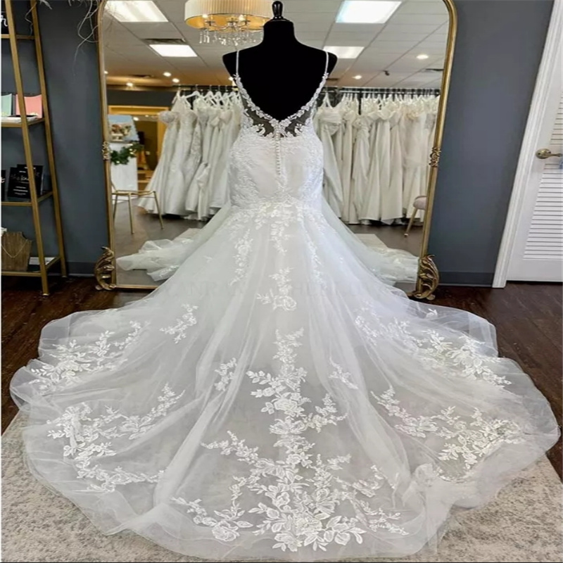 Romantic Mermaid Wedding Dresses 2025 Spaghetti Straps Appliques Lace Civil Country Bride Dress Backless Beach Bridal Robe De Mariee Fairy Vestio De N