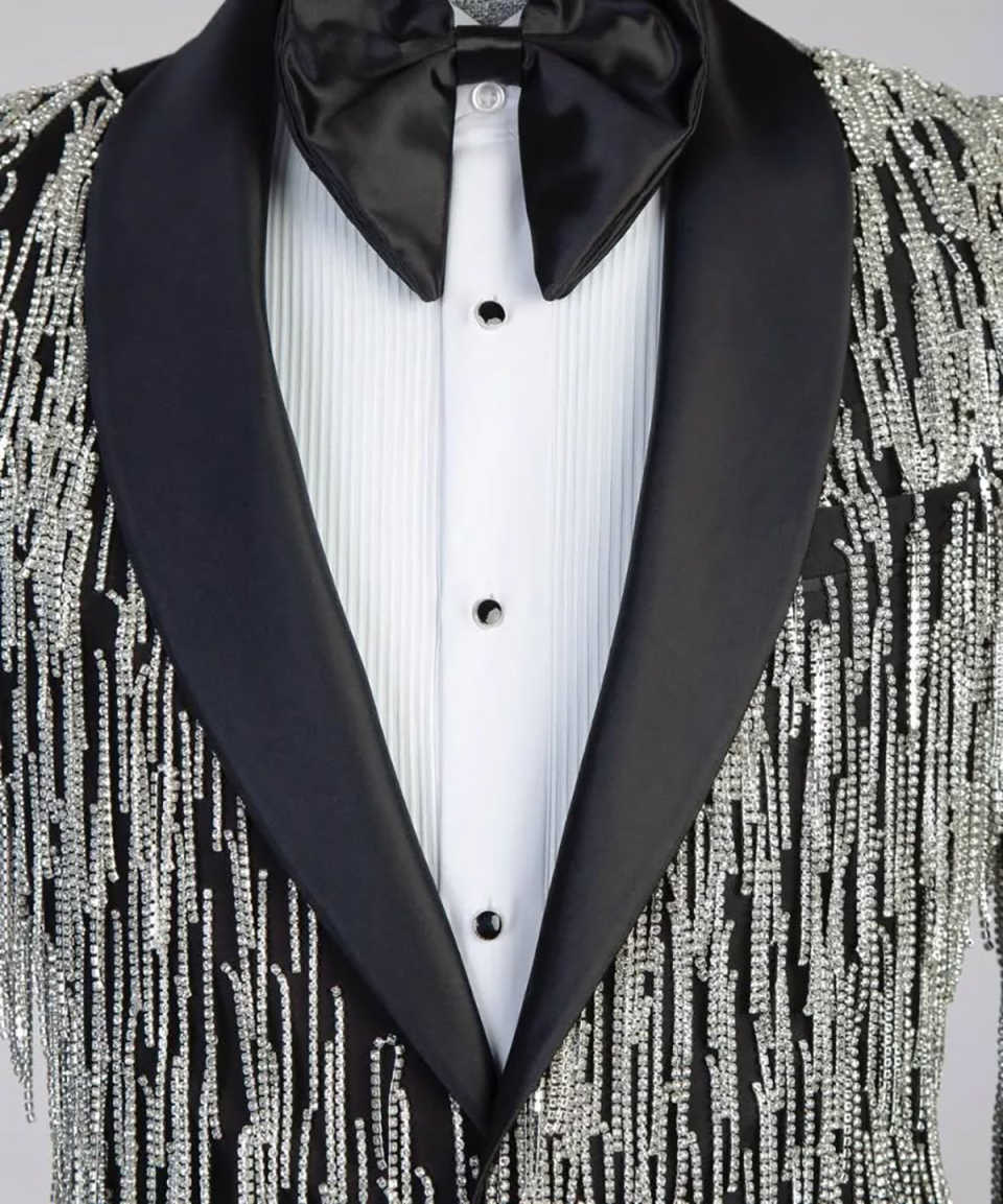 Amazing Wedding Tuxedos Beading One Button Men Suit Shawl Lapel 1 Piece Set Jacket Celebrate Groom Blazers Customized