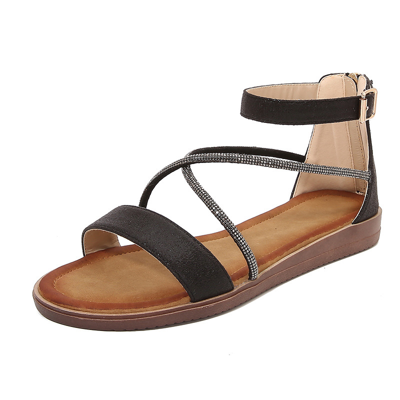 Women Sandals Flat hot Bottom Fashion Plus Size Simple Style Triple Black Brown Gold Sier Free shipping