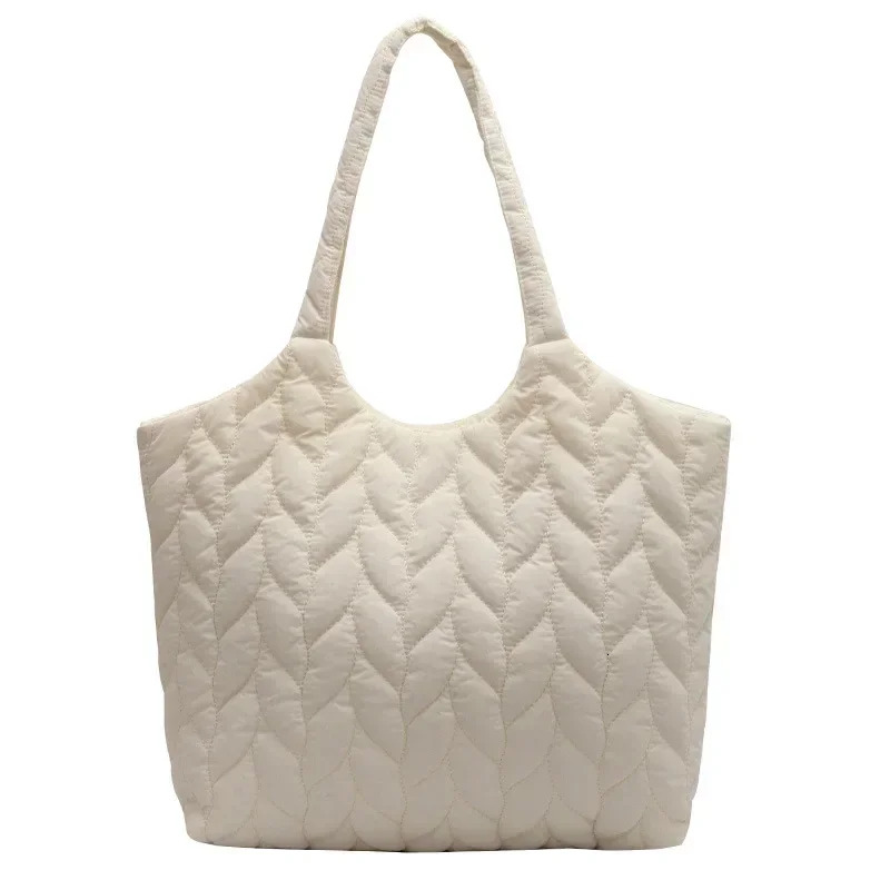 Fashion Quilted Embroidery Thread Handbag Lightweight Puffy Top-Handle Large Capacity Ladies Small Totes Bag With Mini Purse Cotton Fabric Cartoon